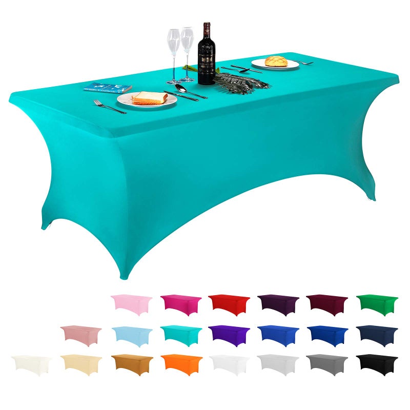 LZY Spandex Fitted Stretch Table Cover for 6 ft or 4ft or 8ft Folding Table, Rectangular Cocktail Tablecloth, Perfect for Party or Banquet - Image 1